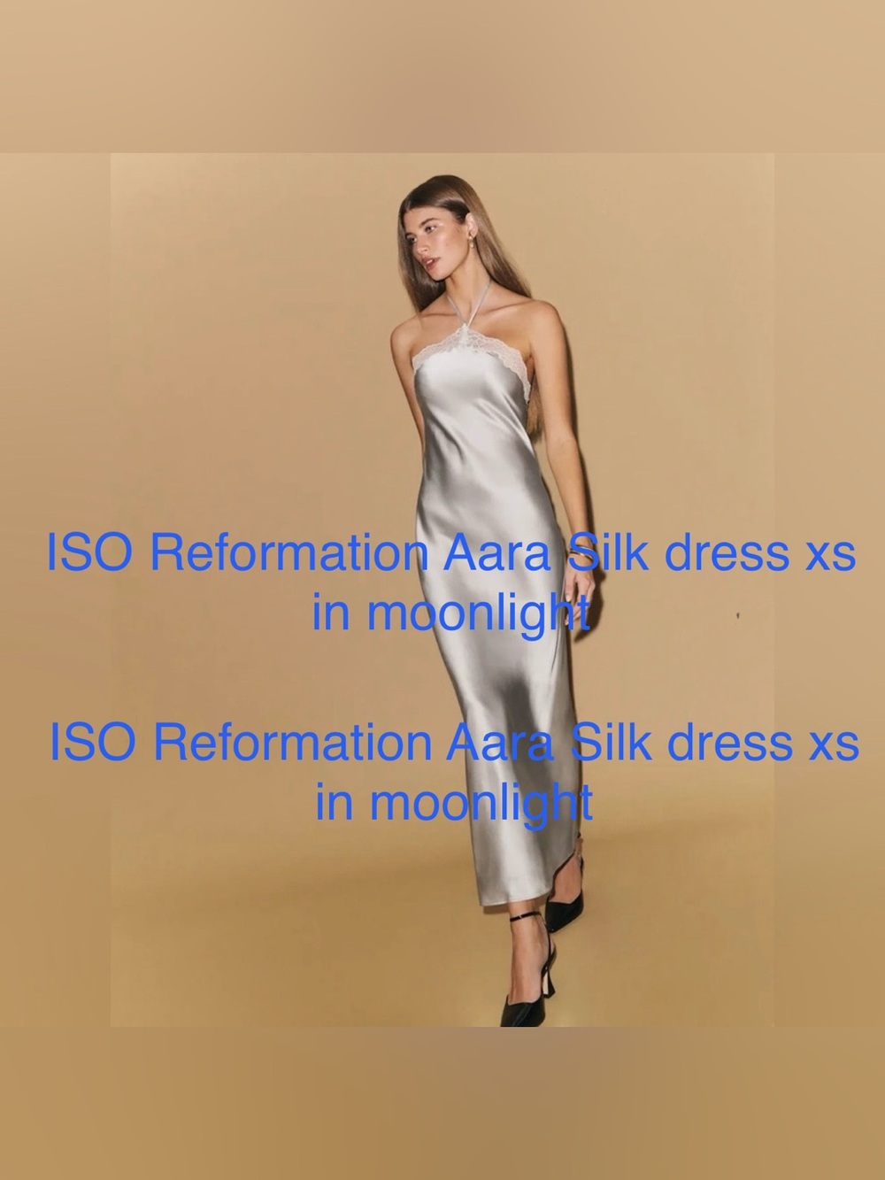 ISO Reformation Aara Silk Slip Dress in Moonlight